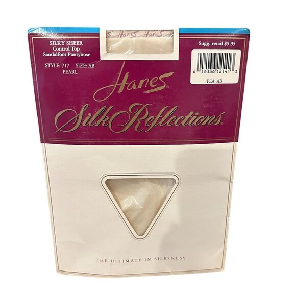Hanes Silk Reflections Silky Sheer Control Top Sandalfoot Pantyhose Pearl Size A - Picture 1 of 6